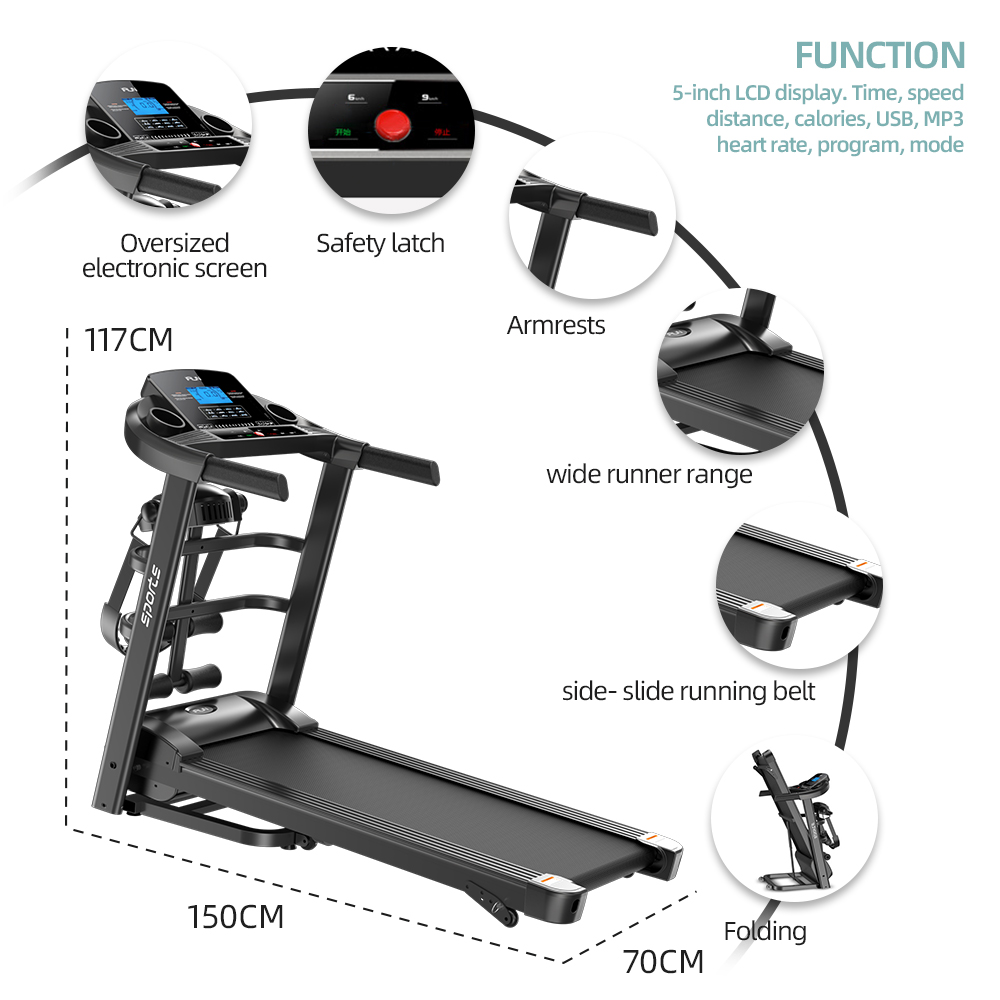 New Design Screen Home Use Fitness Exercise Running Machine Treadmill Sports Motorized Treadmill